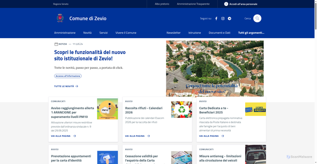 Security scan screenshot of https://www.comune.zevio.vr.it/