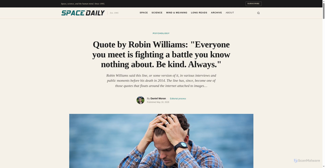 Security scan screenshot of https://spacedaily.com/d-quote-by-robin-williams-everyone-you-meet-is-fighting-a-battle-you-know-nothing-about-be-kind-always/