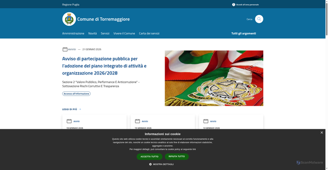Security scan screenshot of https://www.comune.torremaggiore.fg.it/it