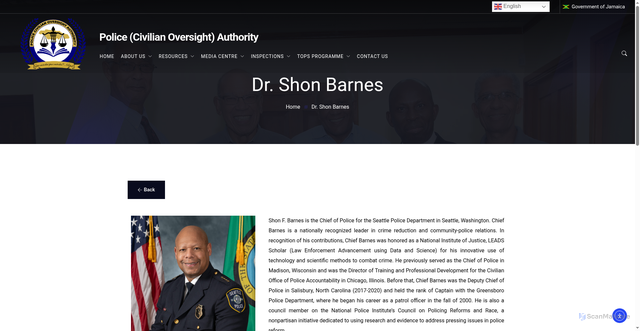 Security scan screenshot of https://www.pcoa.gov.jm/dr-shon-barnes/