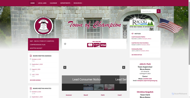 Security scan screenshot of https://townofchampionny.gov/