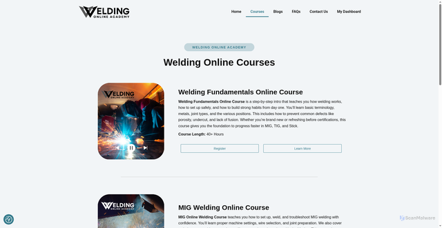 Security scan screenshot of https://weldingonlineacademy.com/welding-online-courses/