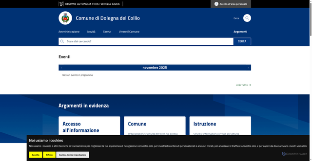 Security scan screenshot of https://www.comune.dolegnadelcollio.go.it/