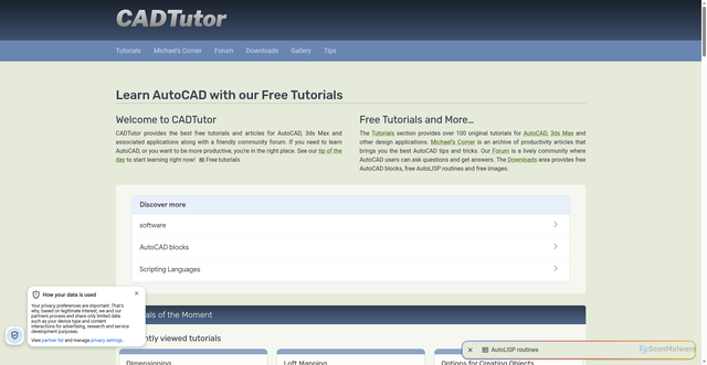 Security scan screenshot of https://www.cadtutor.net