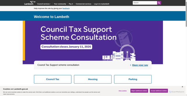 Security scan screenshot of https://www.lambeth.gov.uk/