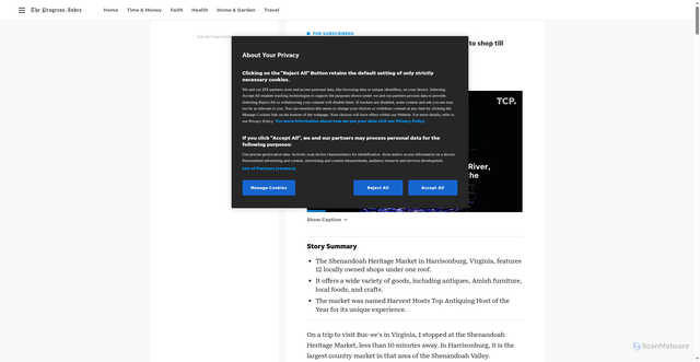 Security scan screenshot of https://www.progress-index.com/story/lifestyle/travel/2025/12/02/shenandoah-heritage-market-harrisonburg-virginia-experience/87325443007/
