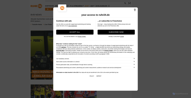 Security scan screenshot of https://www.ruhr24.de/bvb/