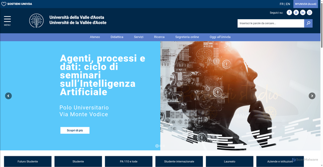 Security scan screenshot of https://www.univda.it/