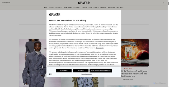 Security scan screenshot of https://glamour.de