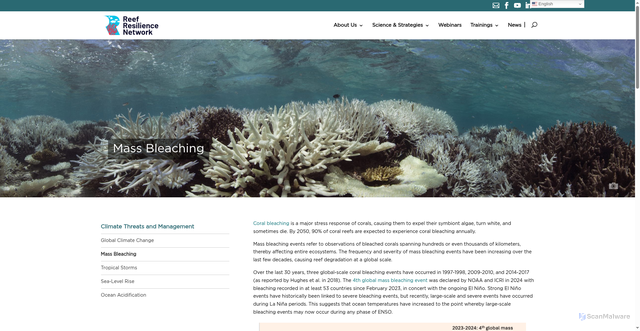 Security scan screenshot of https://reefresilience.org/climate-and-ocean-change/el-nino-southern-oscillation/