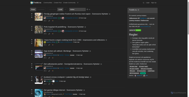 Security scan screenshot of https://feddit.nu