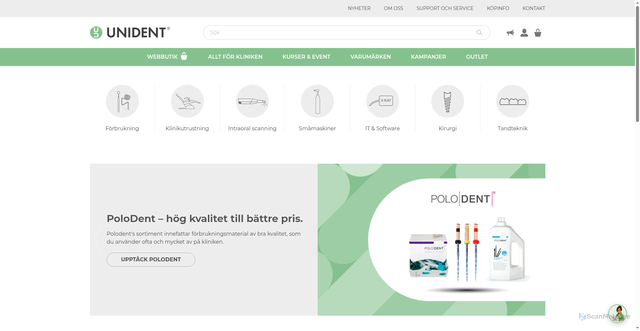Security scan screenshot of https://unident.se