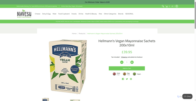 Security scan screenshot of https://www.navesu.co.uk/products/hellmanns-vegan-mayonnaise-sachets-200x10ml?srsltid=AU7gw4WmbyKw2SM58uJTSkGjnr_gy1_XGhymO-84MyPmTQQzJ_SbIsOY