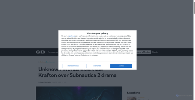 Security scan screenshot of https://gamesbeat.com/latest-developments-in-subnautica-2-drama/