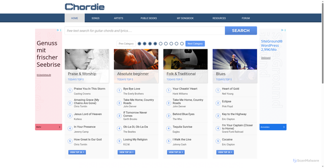 Security scan screenshot of https://chordie.com