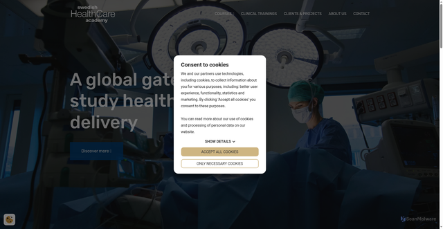 Security scan screenshot of https://swedishhealthcare.se