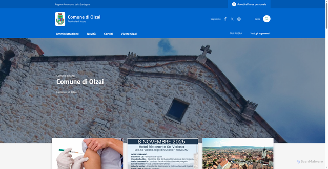 Security scan screenshot of https://www.comune.olzai.nu.it/