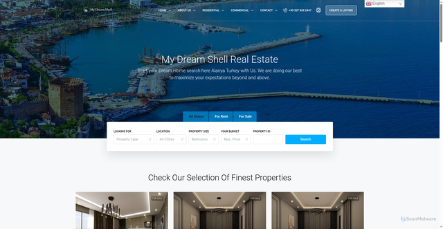 Security scan screenshot of https://mydreamshell.com