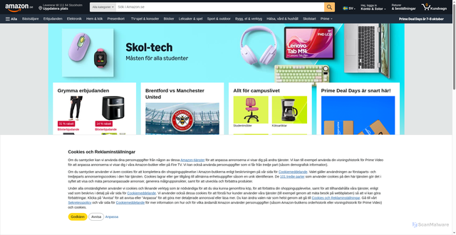 Security scan screenshot of https://www.amazon.se/