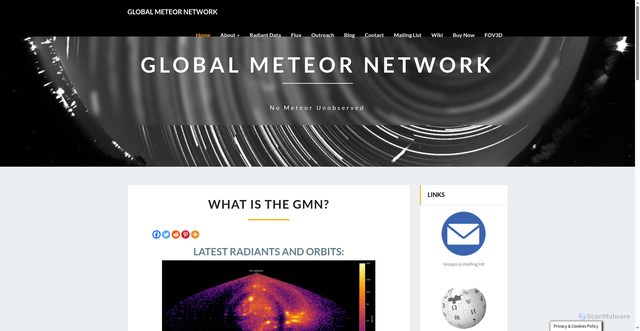 Security scan screenshot of https://globalmeteornetwork.org