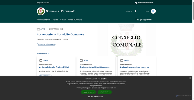 Security scan screenshot of https://www.comune.firenzuola.fi.it/it
