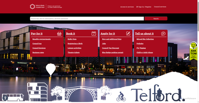 Security scan screenshot of https://www.telford.gov.uk/
