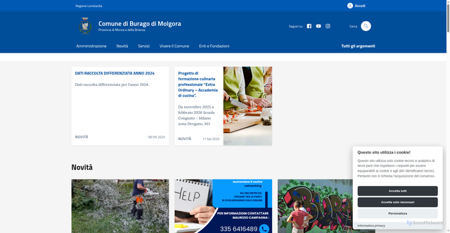 Security scan screenshot of https://comune.buragodimolgora.mb.it:443/