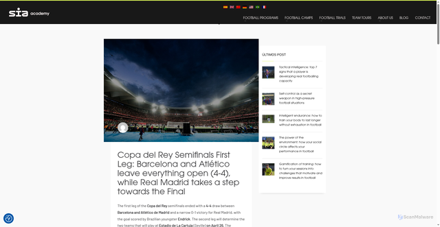 Security scan screenshot of https://soccerinteraction.com/copa-del-rey-semifinals