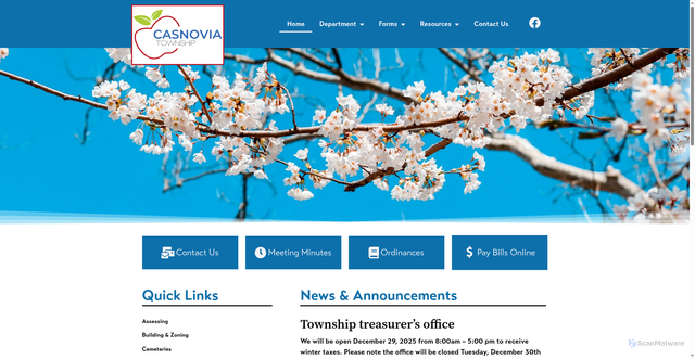 Security scan screenshot of https://casnoviatownshipmi.gov/