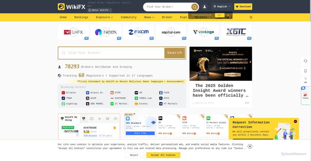 Security scan screenshot of https://wikifx.com