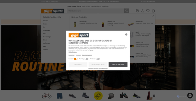 Security scan screenshot of https://www.gigasport.de