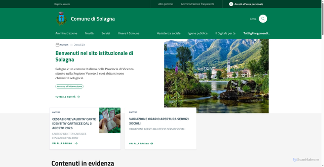 Security scan screenshot of https://www.comune.solagna.vi.it/