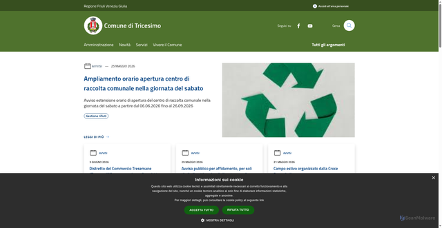 Security scan screenshot of https://www.comune.tricesimo.ud.it