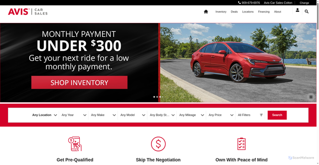 Security scan screenshot of https://www.aviscarsales.com