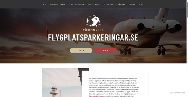 Security scan screenshot of https://flygplatsparkeringar.se