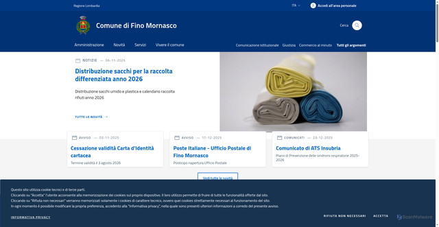 Security scan screenshot of https://www.comune.finomornasco.co.it/