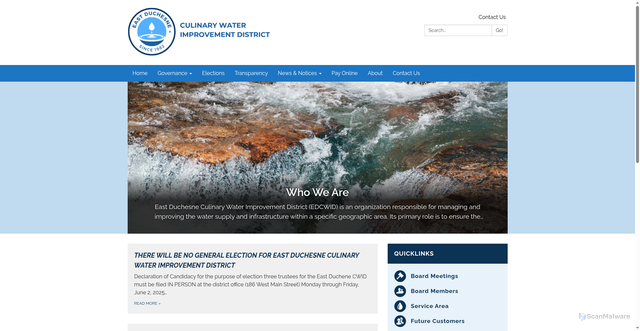 Security scan screenshot of https://www.eastduchesnewater.gov/