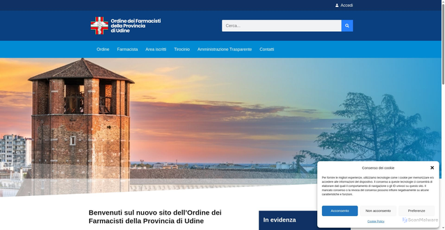 Security scan screenshot of https://www.ordinefarmacistiud.it/