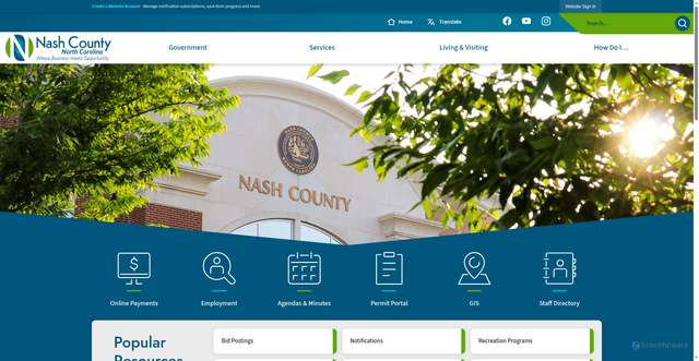 Security scan screenshot of https://nashcountync.gov/