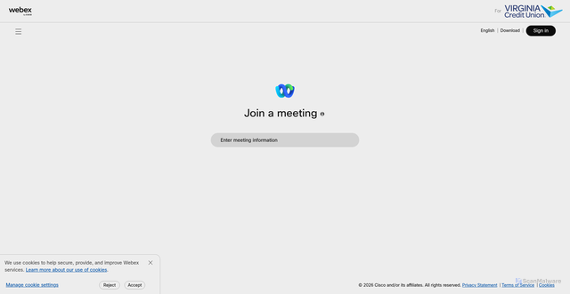 Security scan screenshot of https://vacu.webex.com