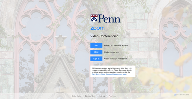 Security scan screenshot of https://upenn.zoom.us/