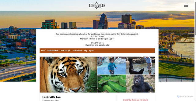 Security scan screenshot of https://reservations.gotolouisville.com/attraction/single/6849/1687