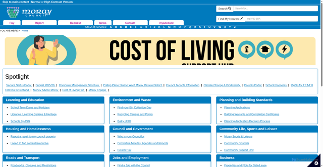Security scan screenshot of http://www.moray.gov.uk/