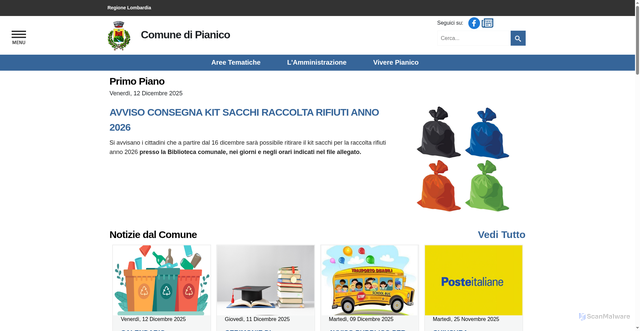 Security scan screenshot of https://www.comune.pianico.bg.it/