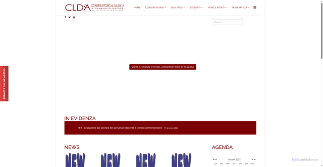 Security scan screenshot of http://www.conservatoriopescara.it/