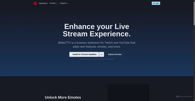 Security scan screenshot of https://betterttv.com/