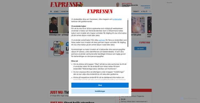 Security scan screenshot of https://www.expressen.se/