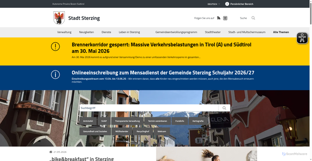 Security scan screenshot of https://www.vipiteno.eu