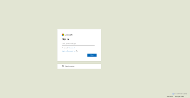 Security scan screenshot of http://mikegm19.github.io/Microsoft-Login-Page/