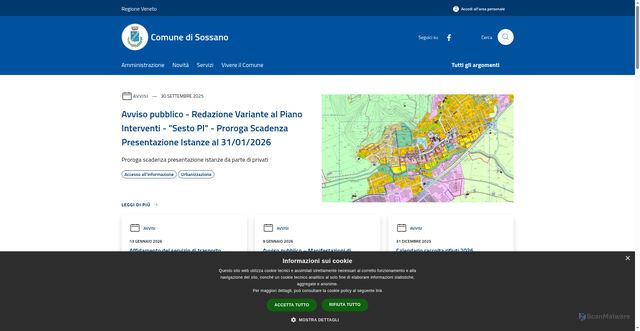 Security scan screenshot of https://www.comune.sossano.vi.it/it